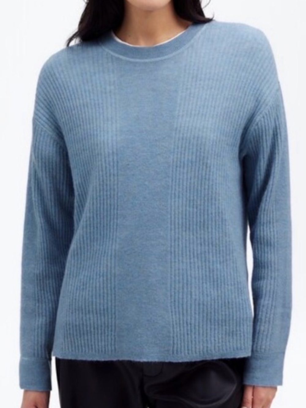 NWOT Madewell Crewneck Ribbed knit Lightweight Alpaca Blend High Low Sweater M